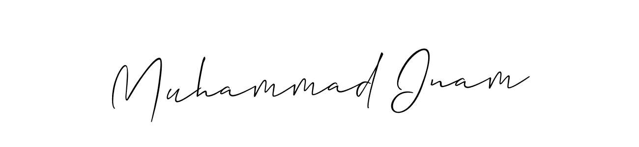 Make a beautiful signature design for name Muhammad Inam. With this signature (Allison_Script) style, you can create a handwritten signature for free. Muhammad Inam signature style 2 images and pictures png