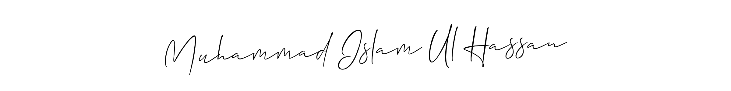 This is the best signature style for the Muhammad Islam Ul Hassan name. Also you like these signature font (Allison_Script). Mix name signature. Muhammad Islam Ul Hassan signature style 2 images and pictures png