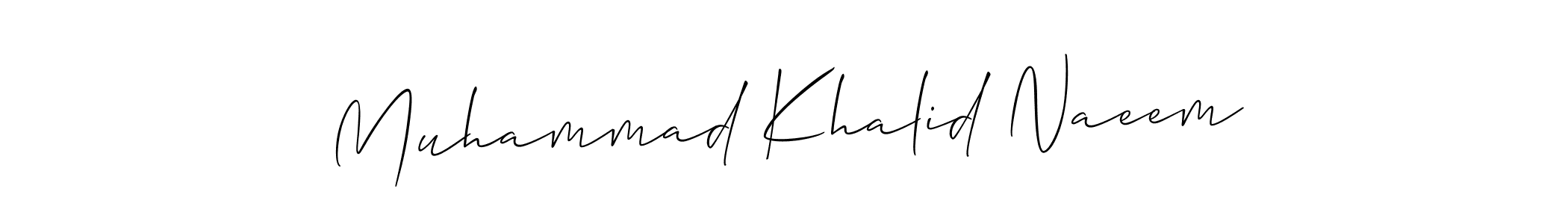 Use a signature maker to create a handwritten signature online. With this signature software, you can design (Allison_Script) your own signature for name Muhammad Khalid Naeem. Muhammad Khalid Naeem signature style 2 images and pictures png