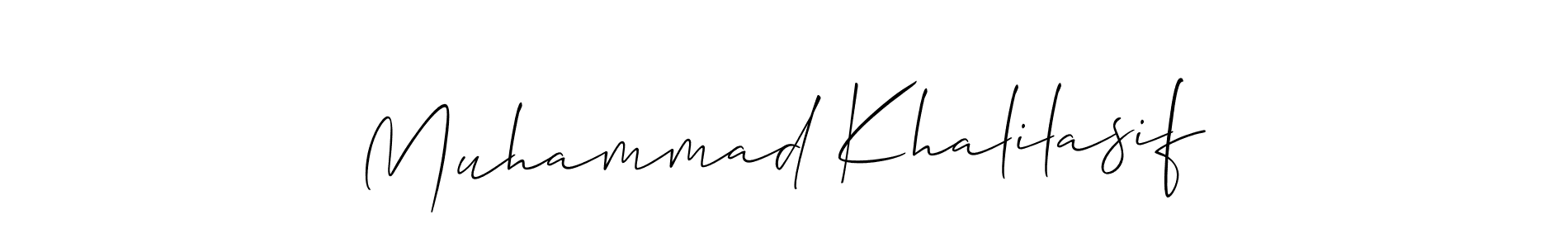 Similarly Allison_Script is the best handwritten signature design. Signature creator online .You can use it as an online autograph creator for name Muhammad Khalilasif. Muhammad Khalilasif signature style 2 images and pictures png