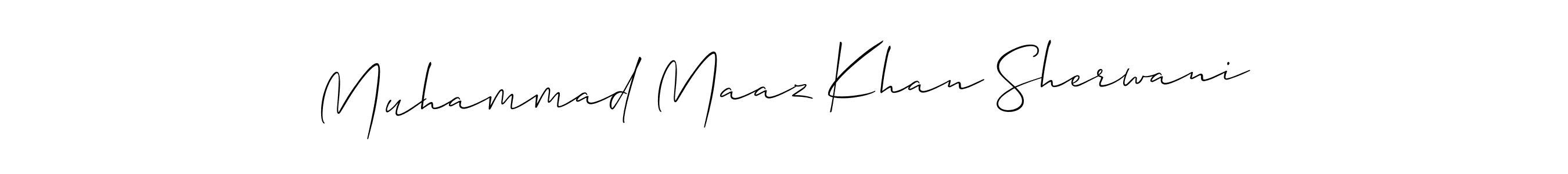 Also You can easily find your signature by using the search form. We will create Muhammad Maaz Khan Sherwani name handwritten signature images for you free of cost using Allison_Script sign style. Muhammad Maaz Khan Sherwani signature style 2 images and pictures png