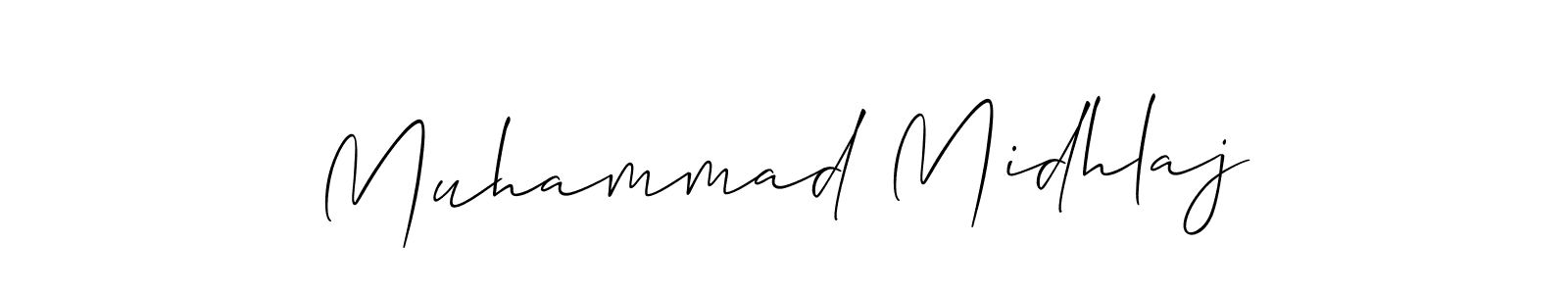 Allison_Script is a professional signature style that is perfect for those who want to add a touch of class to their signature. It is also a great choice for those who want to make their signature more unique. Get Muhammad Midhlaj name to fancy signature for free. Muhammad Midhlaj signature style 2 images and pictures png