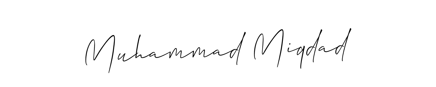 Also You can easily find your signature by using the search form. We will create Muhammad Miqdad name handwritten signature images for you free of cost using Allison_Script sign style. Muhammad Miqdad signature style 2 images and pictures png