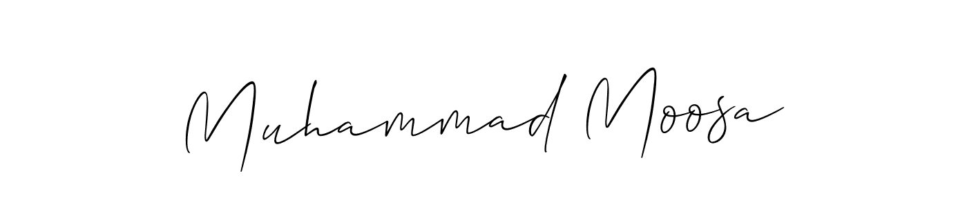 Use a signature maker to create a handwritten signature online. With this signature software, you can design (Allison_Script) your own signature for name Muhammad Moosa. Muhammad Moosa signature style 2 images and pictures png