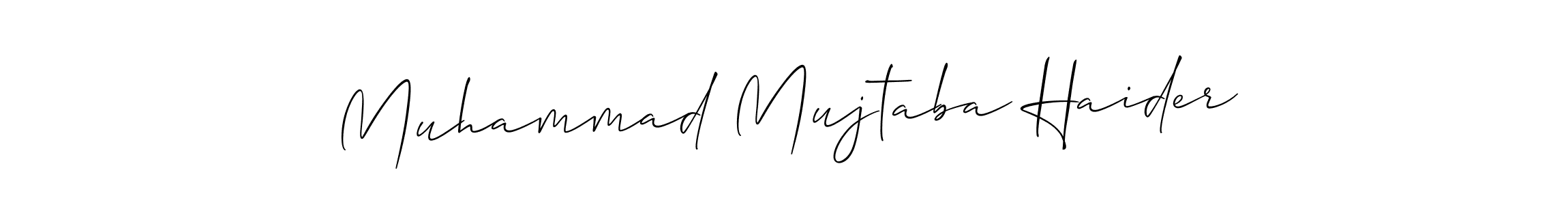Make a short Muhammad Mujtaba Haider signature style. Manage your documents anywhere anytime using Allison_Script. Create and add eSignatures, submit forms, share and send files easily. Muhammad Mujtaba Haider signature style 2 images and pictures png