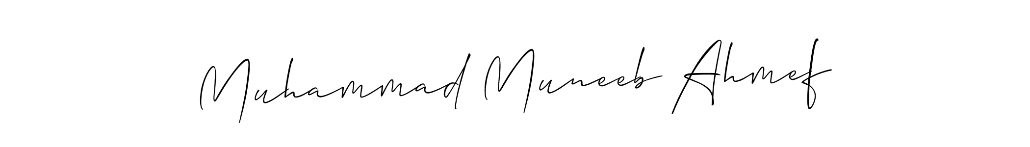 Create a beautiful signature design for name Muhammad Muneeb Ahmef. With this signature (Allison_Script) fonts, you can make a handwritten signature for free. Muhammad Muneeb Ahmef signature style 2 images and pictures png