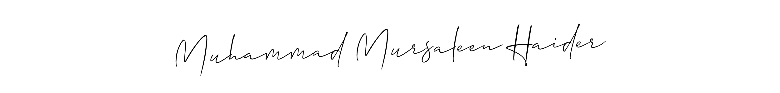 Make a beautiful signature design for name Muhammad Mursaleen Haider. With this signature (Allison_Script) style, you can create a handwritten signature for free. Muhammad Mursaleen Haider signature style 2 images and pictures png