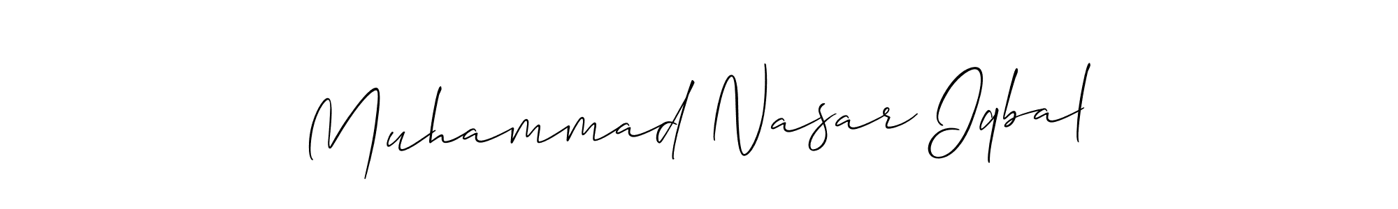You should practise on your own different ways (Allison_Script) to write your name (Muhammad Nasar Iqbal) in signature. don't let someone else do it for you. Muhammad Nasar Iqbal signature style 2 images and pictures png