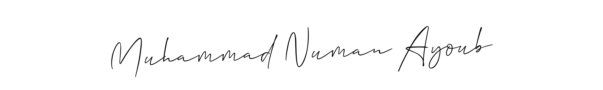 Also we have Muhammad Numan Ayoub name is the best signature style. Create professional handwritten signature collection using Allison_Script autograph style. Muhammad Numan Ayoub signature style 2 images and pictures png