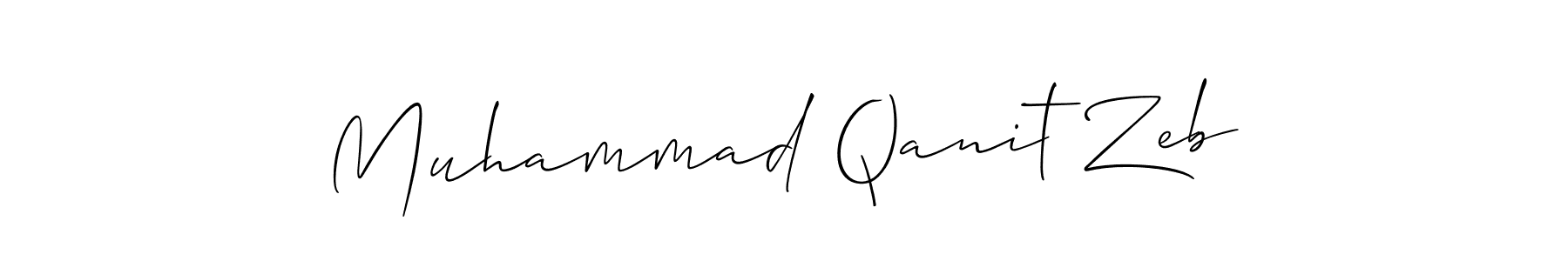 The best way (Allison_Script) to make a short signature is to pick only two or three words in your name. The name Muhammad Qanit Zeb include a total of six letters. For converting this name. Muhammad Qanit Zeb signature style 2 images and pictures png