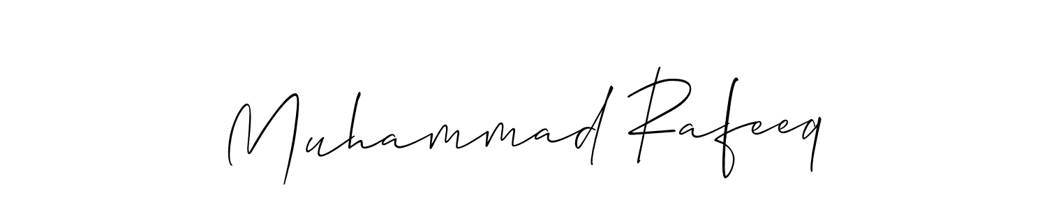 You should practise on your own different ways (Allison_Script) to write your name (Muhammad Rafeeq) in signature. don't let someone else do it for you. Muhammad Rafeeq signature style 2 images and pictures png