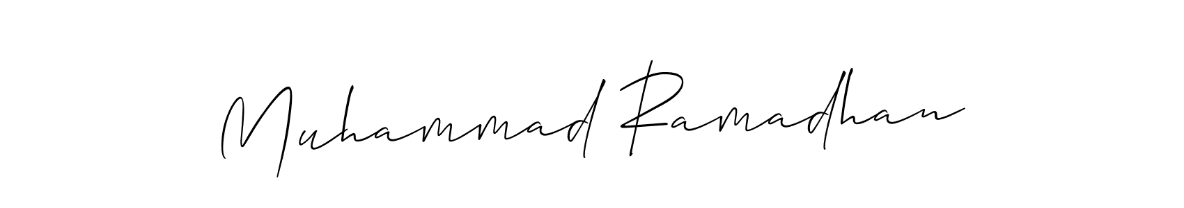 Make a beautiful signature design for name Muhammad Ramadhan. With this signature (Allison_Script) style, you can create a handwritten signature for free. Muhammad Ramadhan signature style 2 images and pictures png