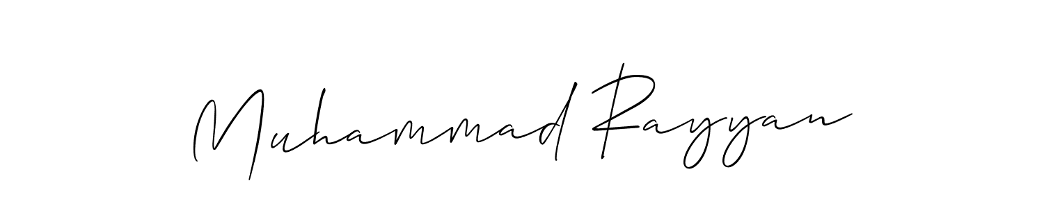 Also we have Muhammad Rayyan name is the best signature style. Create professional handwritten signature collection using Allison_Script autograph style. Muhammad Rayyan signature style 2 images and pictures png