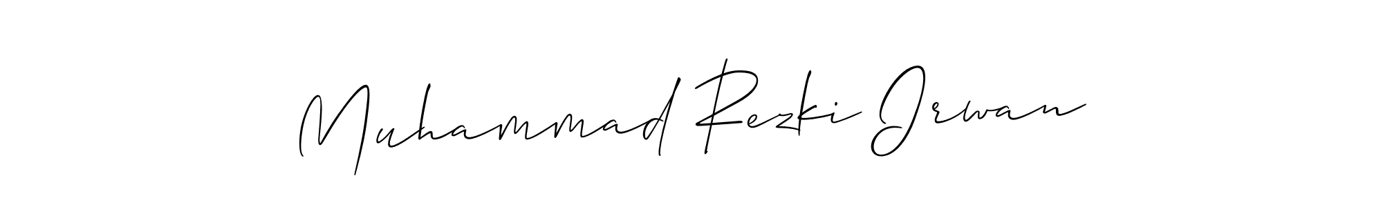 Allison_Script is a professional signature style that is perfect for those who want to add a touch of class to their signature. It is also a great choice for those who want to make their signature more unique. Get Muhammad Rezki Irwan name to fancy signature for free. Muhammad Rezki Irwan signature style 2 images and pictures png