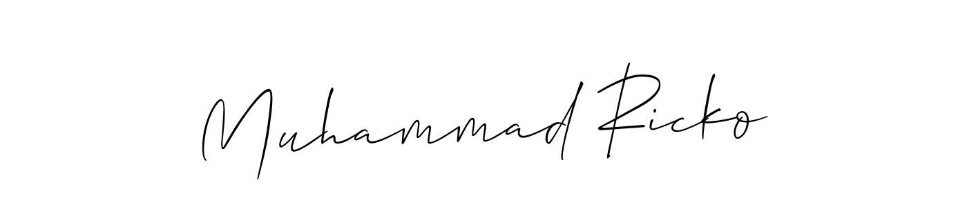 How to make Muhammad Ricko name signature. Use Allison_Script style for creating short signs online. This is the latest handwritten sign. Muhammad Ricko signature style 2 images and pictures png