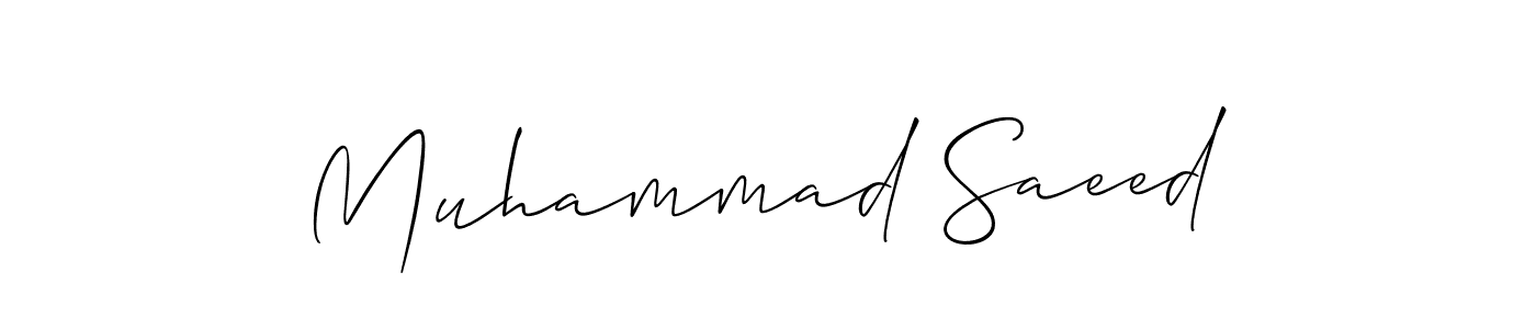 The best way (Allison_Script) to make a short signature is to pick only two or three words in your name. The name Muhammad Saeed include a total of six letters. For converting this name. Muhammad Saeed signature style 2 images and pictures png