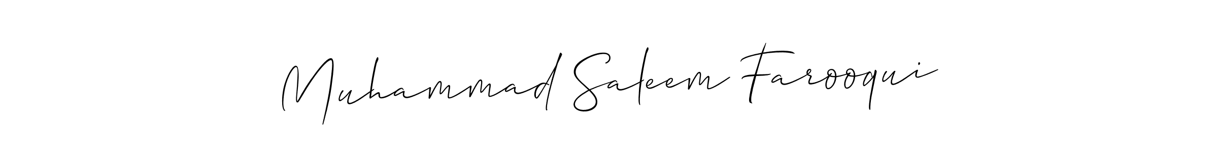 The best way (Allison_Script) to make a short signature is to pick only two or three words in your name. The name Muhammad Saleem Farooqui include a total of six letters. For converting this name. Muhammad Saleem Farooqui signature style 2 images and pictures png