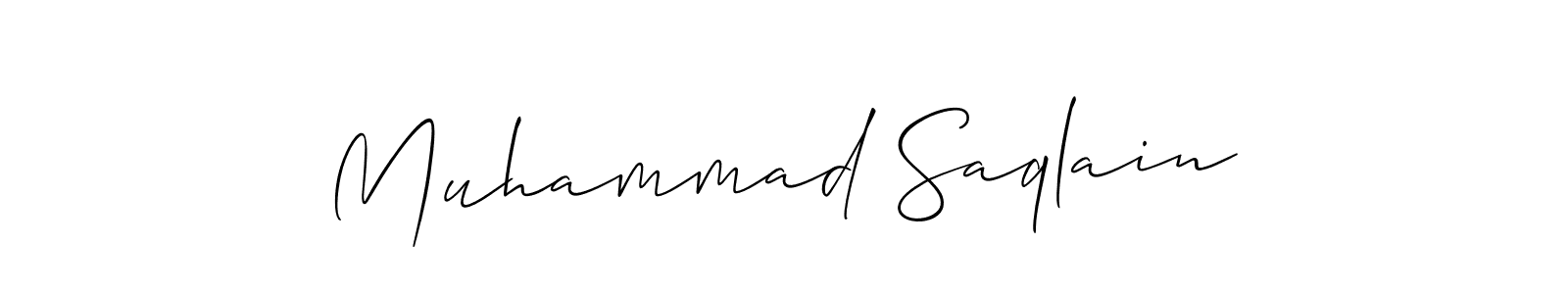 Muhammad Saqlain stylish signature style. Best Handwritten Sign (Allison_Script) for my name. Handwritten Signature Collection Ideas for my name Muhammad Saqlain. Muhammad Saqlain signature style 2 images and pictures png