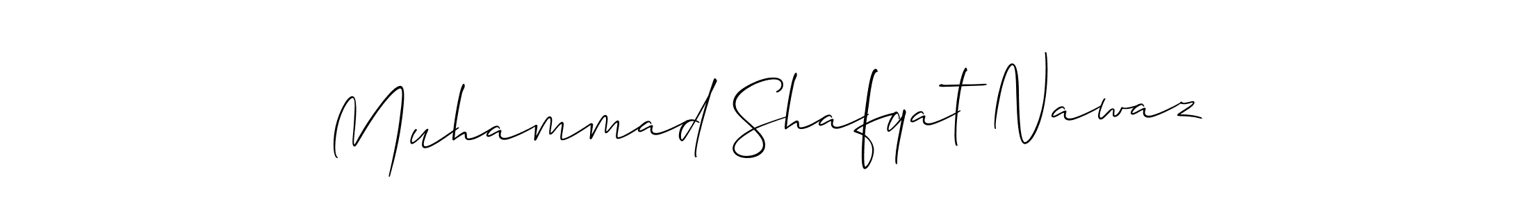How to make Muhammad Shafqat Nawaz name signature. Use Allison_Script style for creating short signs online. This is the latest handwritten sign. Muhammad Shafqat Nawaz signature style 2 images and pictures png