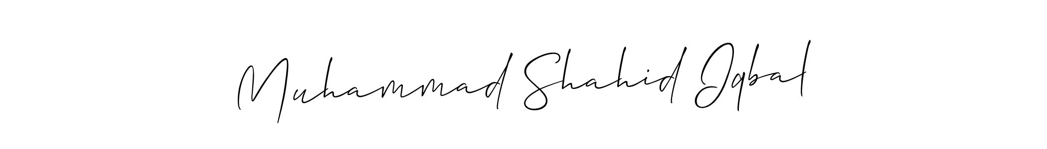 How to make Muhammad Shahid Iqbal name signature. Use Allison_Script style for creating short signs online. This is the latest handwritten sign. Muhammad Shahid Iqbal signature style 2 images and pictures png