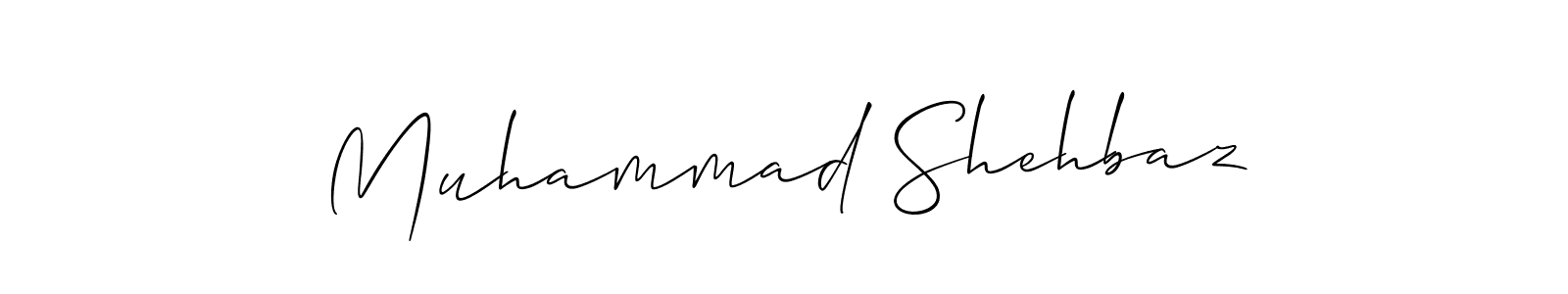 The best way (Allison_Script) to make a short signature is to pick only two or three words in your name. The name Muhammad Shehbaz include a total of six letters. For converting this name. Muhammad Shehbaz signature style 2 images and pictures png