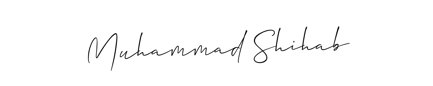 Allison_Script is a professional signature style that is perfect for those who want to add a touch of class to their signature. It is also a great choice for those who want to make their signature more unique. Get Muhammad Shihab name to fancy signature for free. Muhammad Shihab signature style 2 images and pictures png