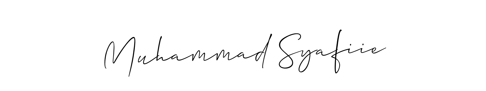 Use a signature maker to create a handwritten signature online. With this signature software, you can design (Allison_Script) your own signature for name Muhammad Syafiie. Muhammad Syafiie signature style 2 images and pictures png