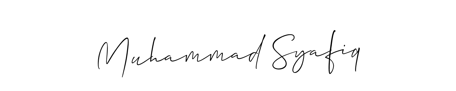 Use a signature maker to create a handwritten signature online. With this signature software, you can design (Allison_Script) your own signature for name Muhammad Syafiq. Muhammad Syafiq signature style 2 images and pictures png