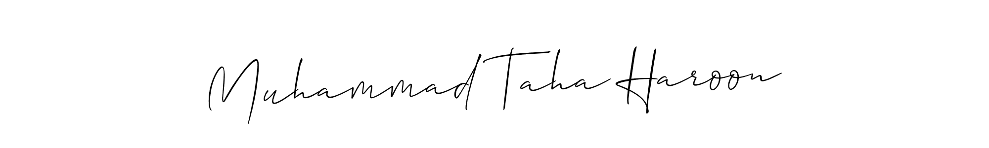 You should practise on your own different ways (Allison_Script) to write your name (Muhammad Taha Haroon) in signature. don't let someone else do it for you. Muhammad Taha Haroon signature style 2 images and pictures png