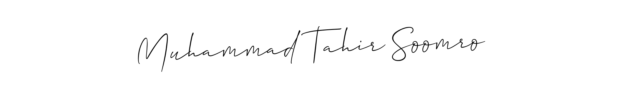 How to make Muhammad Tahir Soomro name signature. Use Allison_Script style for creating short signs online. This is the latest handwritten sign. Muhammad Tahir Soomro signature style 2 images and pictures png