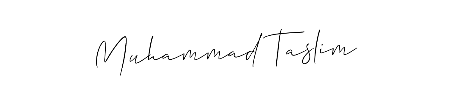 It looks lik you need a new signature style for name Muhammad Taslim. Design unique handwritten (Allison_Script) signature with our free signature maker in just a few clicks. Muhammad Taslim signature style 2 images and pictures png