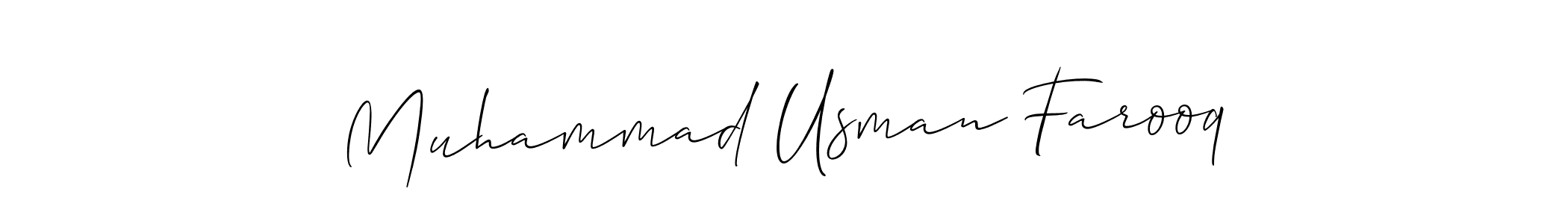 Allison_Script is a professional signature style that is perfect for those who want to add a touch of class to their signature. It is also a great choice for those who want to make their signature more unique. Get Muhammad Usman Farooq name to fancy signature for free. Muhammad Usman Farooq signature style 2 images and pictures png