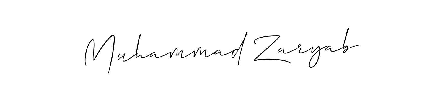 The best way (Allison_Script) to make a short signature is to pick only two or three words in your name. The name Muhammad Zaryab include a total of six letters. For converting this name. Muhammad Zaryab signature style 2 images and pictures png