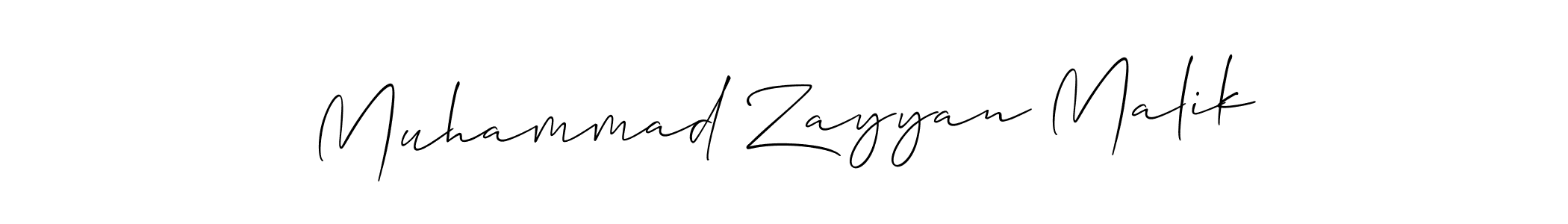Make a beautiful signature design for name Muhammad Zayyan Malik. With this signature (Allison_Script) style, you can create a handwritten signature for free. Muhammad Zayyan Malik signature style 2 images and pictures png