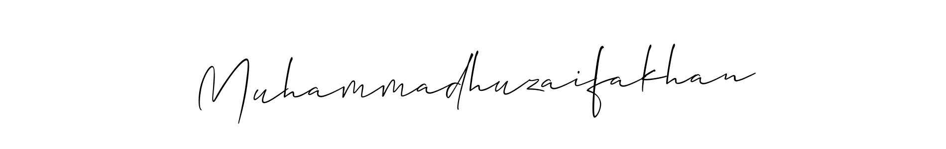 Allison_Script is a professional signature style that is perfect for those who want to add a touch of class to their signature. It is also a great choice for those who want to make their signature more unique. Get Muhammadhuzaifakhan name to fancy signature for free. Muhammadhuzaifakhan signature style 2 images and pictures png