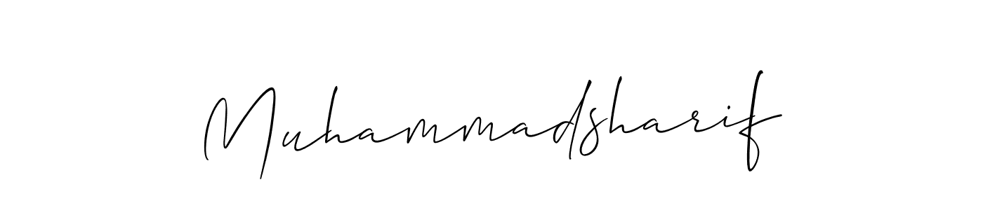 Use a signature maker to create a handwritten signature online. With this signature software, you can design (Allison_Script) your own signature for name Muhammadsharif. Muhammadsharif signature style 2 images and pictures png