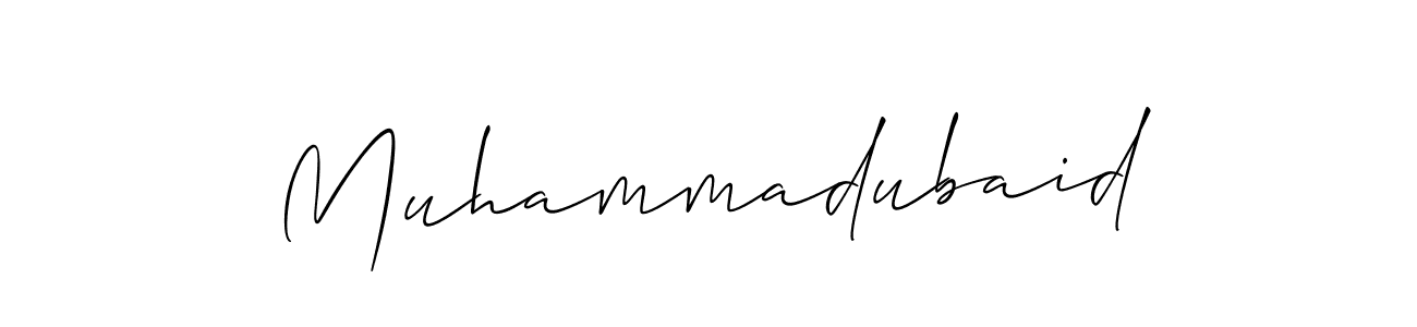 How to make Muhammadubaid signature? Allison_Script is a professional autograph style. Create handwritten signature for Muhammadubaid name. Muhammadubaid signature style 2 images and pictures png