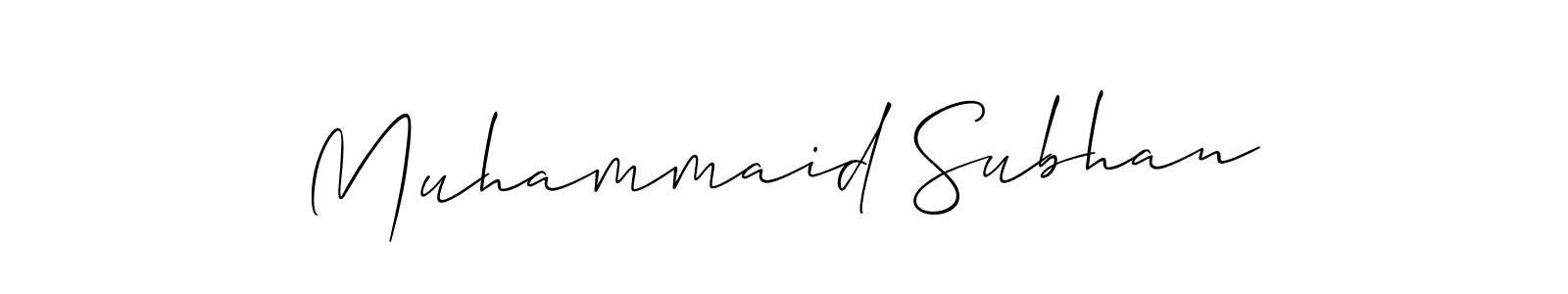 Make a short Muhammaid Subhan signature style. Manage your documents anywhere anytime using Allison_Script. Create and add eSignatures, submit forms, share and send files easily. Muhammaid Subhan signature style 2 images and pictures png