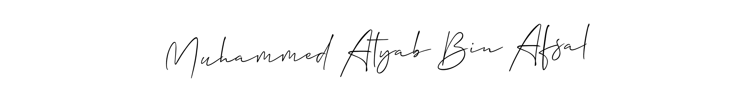 You should practise on your own different ways (Allison_Script) to write your name (Muhammed Atyab Bin Afsal) in signature. don't let someone else do it for you. Muhammed Atyab Bin Afsal signature style 2 images and pictures png