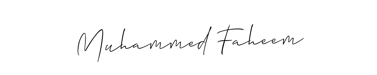 Use a signature maker to create a handwritten signature online. With this signature software, you can design (Allison_Script) your own signature for name Muhammed Faheem. Muhammed Faheem signature style 2 images and pictures png