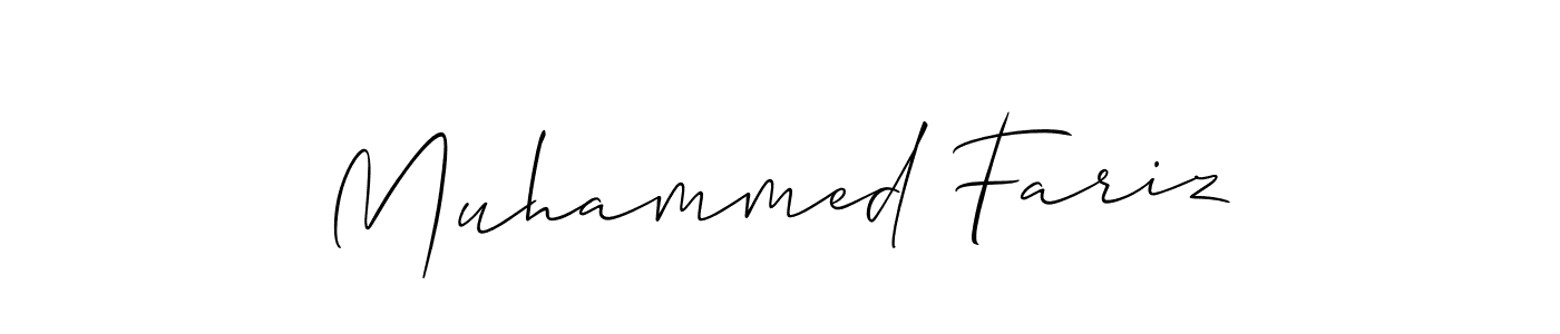 You should practise on your own different ways (Allison_Script) to write your name (Muhammed Fariz) in signature. don't let someone else do it for you. Muhammed Fariz signature style 2 images and pictures png