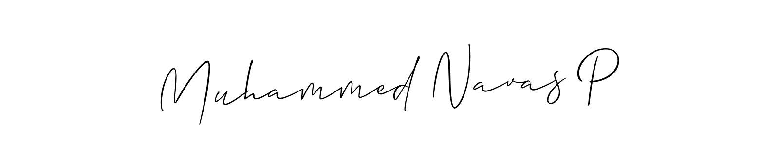 Create a beautiful signature design for name Muhammed Navas P. With this signature (Allison_Script) fonts, you can make a handwritten signature for free. Muhammed Navas P signature style 2 images and pictures png