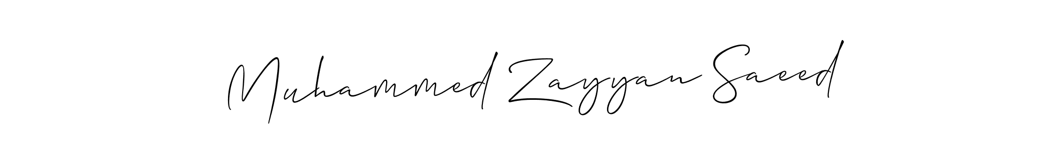 The best way (Allison_Script) to make a short signature is to pick only two or three words in your name. The name Muhammed Zayyan Saeed include a total of six letters. For converting this name. Muhammed Zayyan Saeed signature style 2 images and pictures png