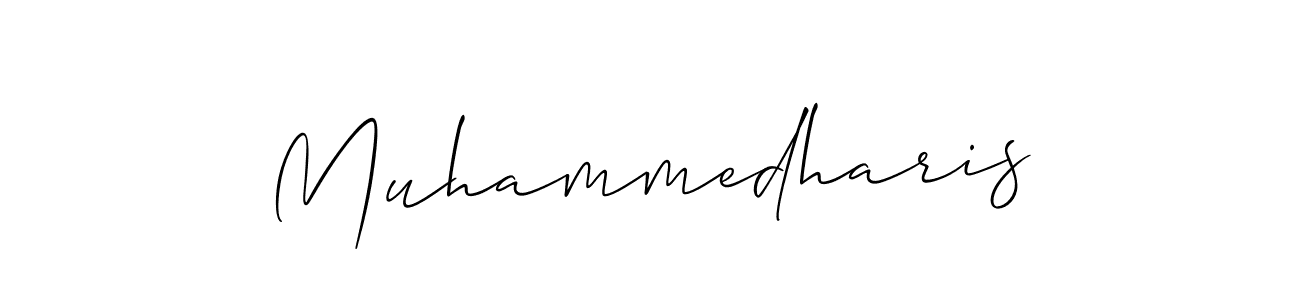 The best way (Allison_Script) to make a short signature is to pick only two or three words in your name. The name Muhammedharis include a total of six letters. For converting this name. Muhammedharis signature style 2 images and pictures png