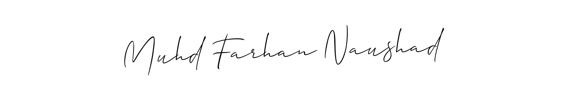 How to make Muhd Farhan Naushad signature? Allison_Script is a professional autograph style. Create handwritten signature for Muhd Farhan Naushad name. Muhd Farhan Naushad signature style 2 images and pictures png