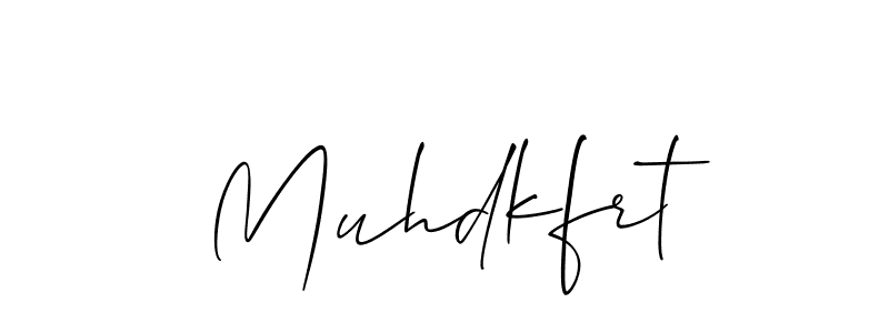 The best way (Allison_Script) to make a short signature is to pick only two or three words in your name. The name Muhdkfrt include a total of six letters. For converting this name. Muhdkfrt signature style 2 images and pictures png