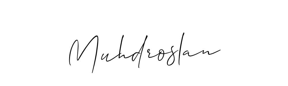 How to make Muhdroslan name signature. Use Allison_Script style for creating short signs online. This is the latest handwritten sign. Muhdroslan signature style 2 images and pictures png