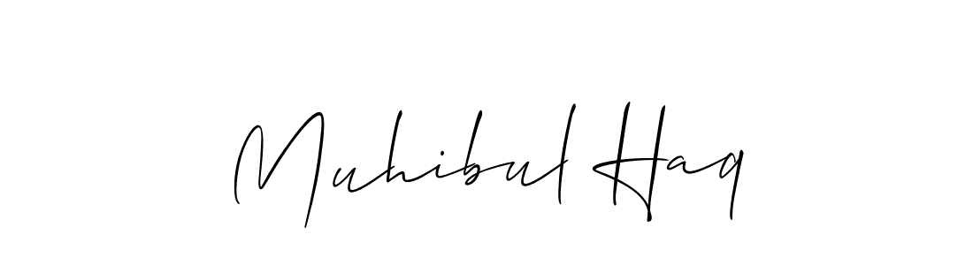 Use a signature maker to create a handwritten signature online. With this signature software, you can design (Allison_Script) your own signature for name Muhibul Haq. Muhibul Haq signature style 2 images and pictures png