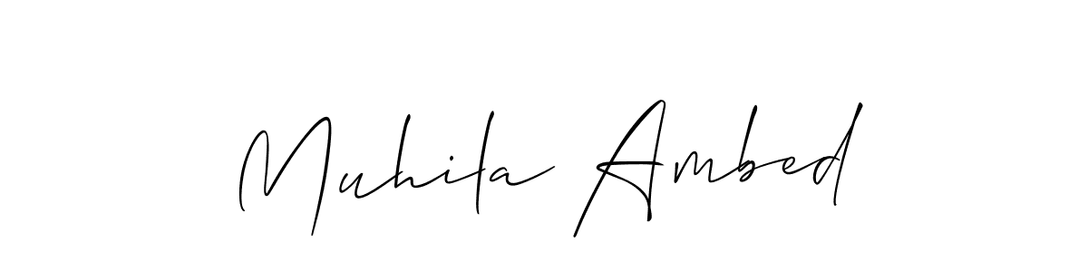 Use a signature maker to create a handwritten signature online. With this signature software, you can design (Allison_Script) your own signature for name Muhila Ambed. Muhila Ambed signature style 2 images and pictures png