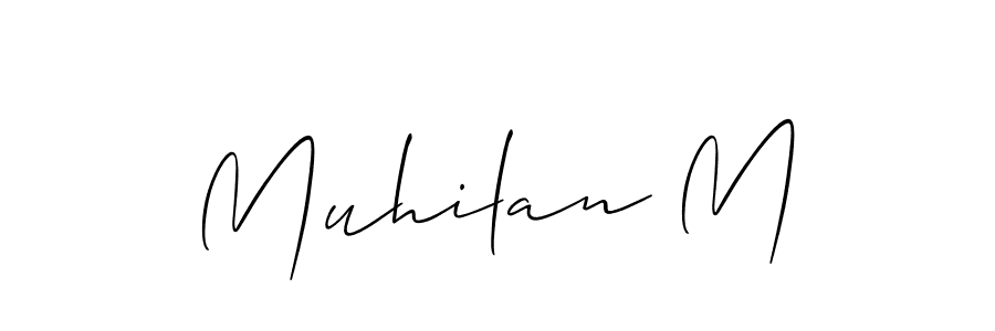 Also we have Muhilan M name is the best signature style. Create professional handwritten signature collection using Allison_Script autograph style. Muhilan M signature style 2 images and pictures png